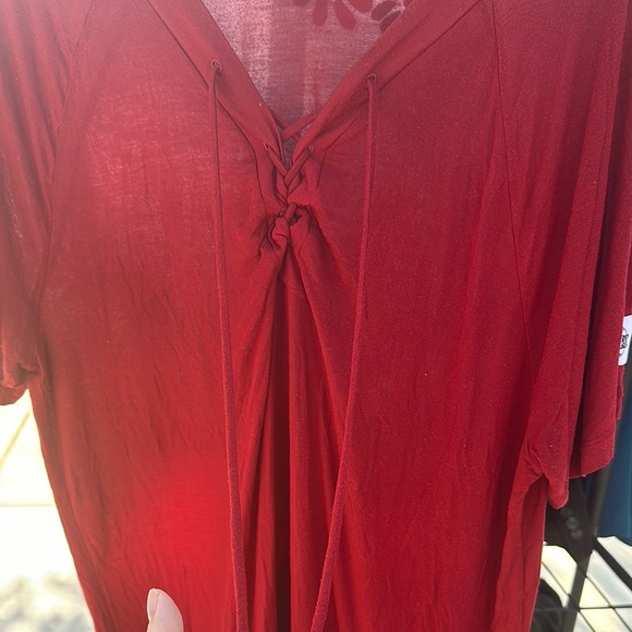 VS PInk Women's Red Lace-Up Top - Picture 3 of 6